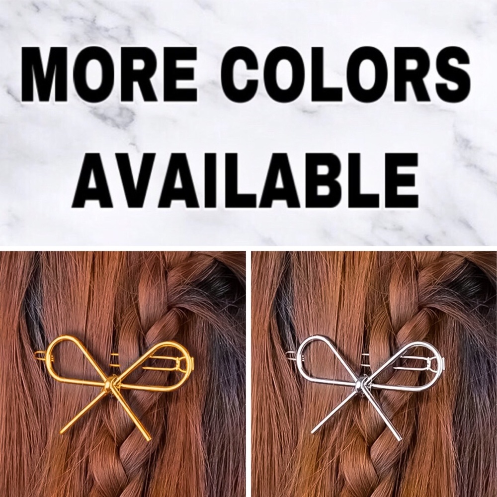 ⚜️[𝟯/$𝟭𝟴]⚜️Silver Bow Simple Metal Barrette NEW - Picture 6 of 8